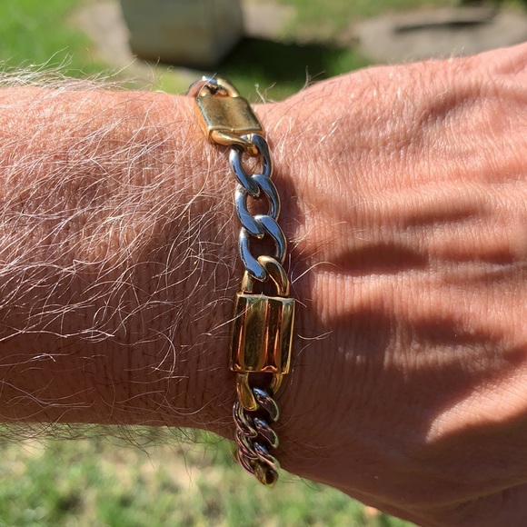 New Two Tone Stainless Steel Link Bracelet - Picture 2 of 9